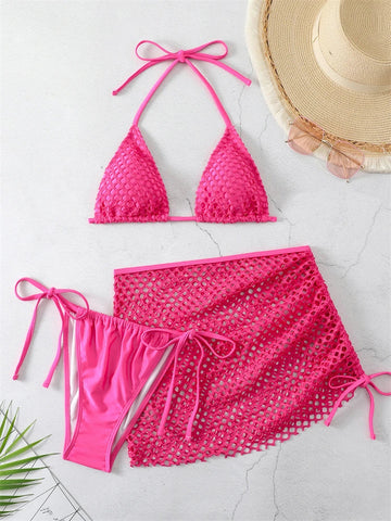 Pink 3 Piece Bikini Set